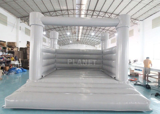 0.55mm PVC Inflatable White Wedding Jumper Bouncy Castle / Commercial White Castle Inflatable Bounce House